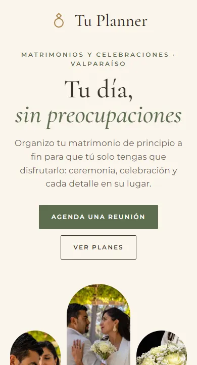 Así se ve en un teléfono la plantilla de Matrimonios y celebraciones